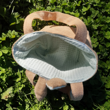 Panier de Pâques artisanal en jute avec doublure coton